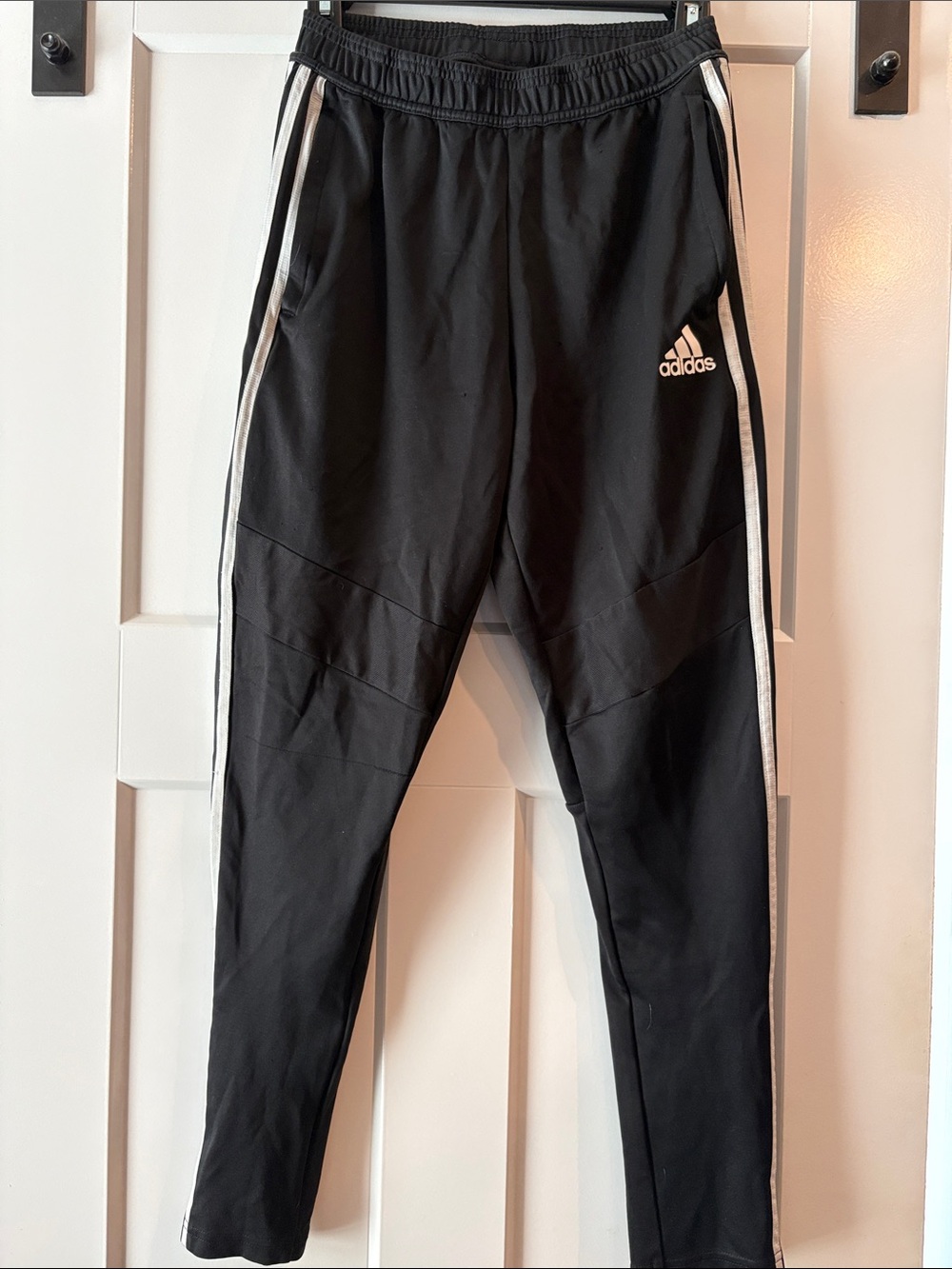 adidas Black Track Pants with White Side Stripes